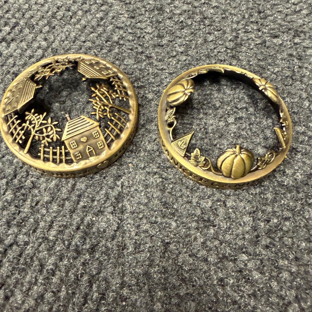 Yankee Candle Illuma-Lid Set Home Sweet Home Cottage & Pumpkin Bronze Toppers